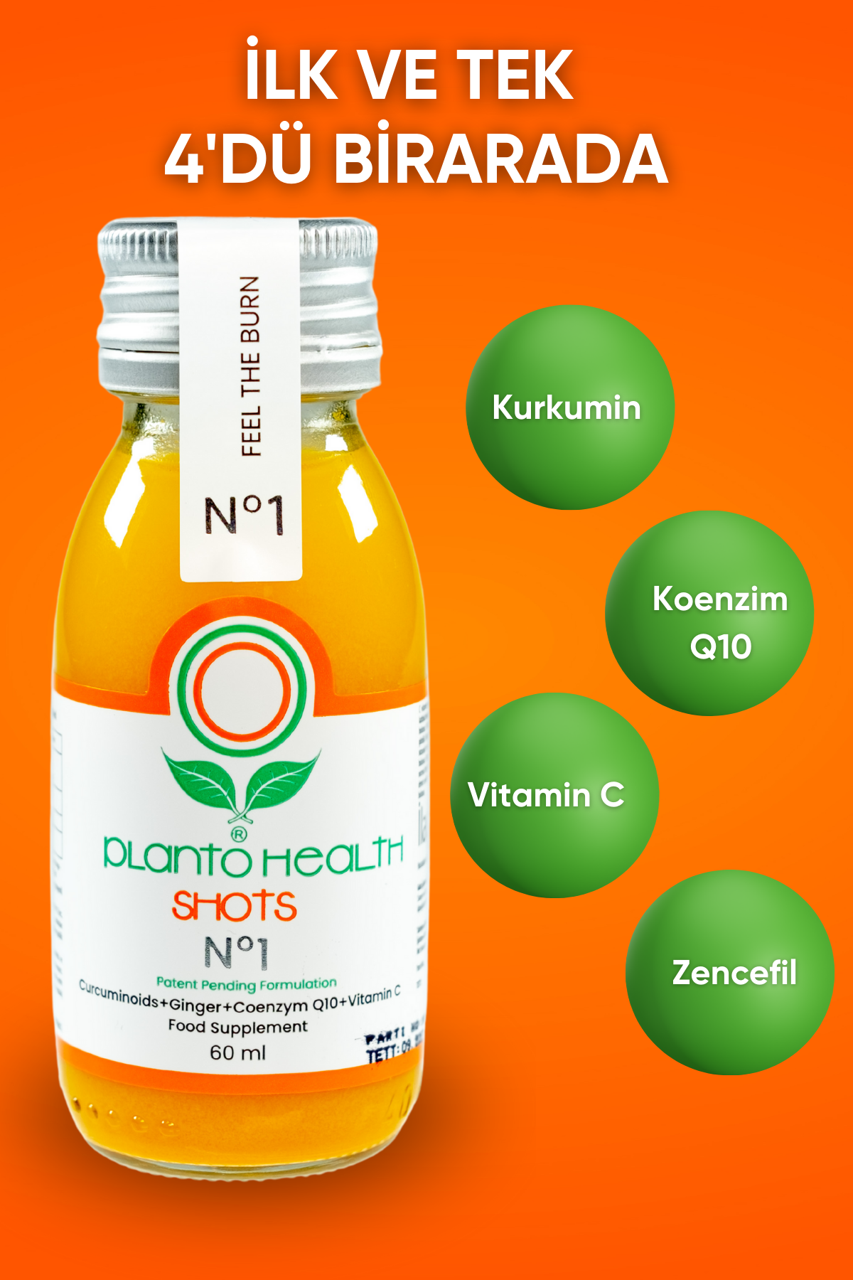 PlantoHealth Shots No1 (Kurkumin+Zencefil+Vitamin C+Koenzim Q10)